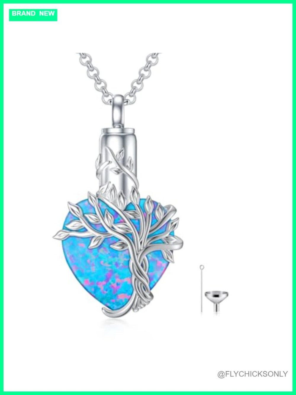 TOUPOP Tree of Life Urn Necklace 925 Sterling Silver Opal Cremation Jewelry